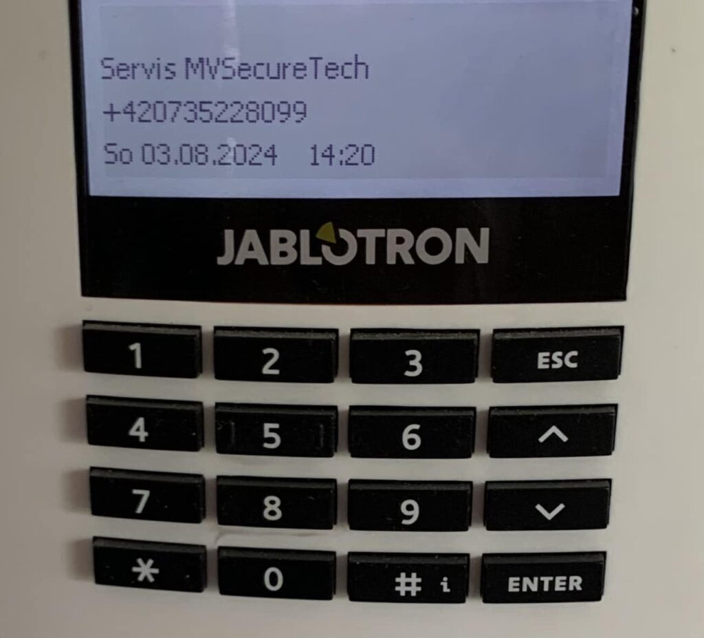 Zabezpečení jablotron ovládací klávesnice